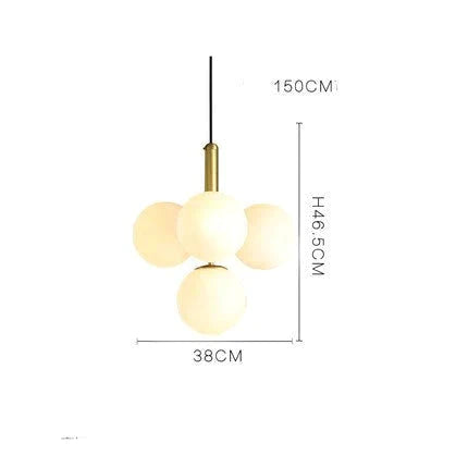 Simple Bedside Chandelier Creative Glass Ball Dining Room Bedroom Clothing Store Gold - Milk White