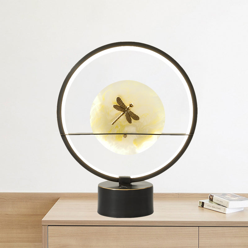 Alkaid - Dragonfly Inside Black Metal Led Desk Lamp