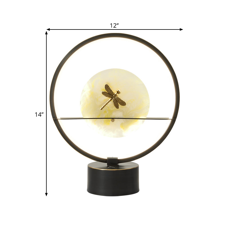 Alkaid - Dragonfly Inside Black Metal Led Desk Lamp