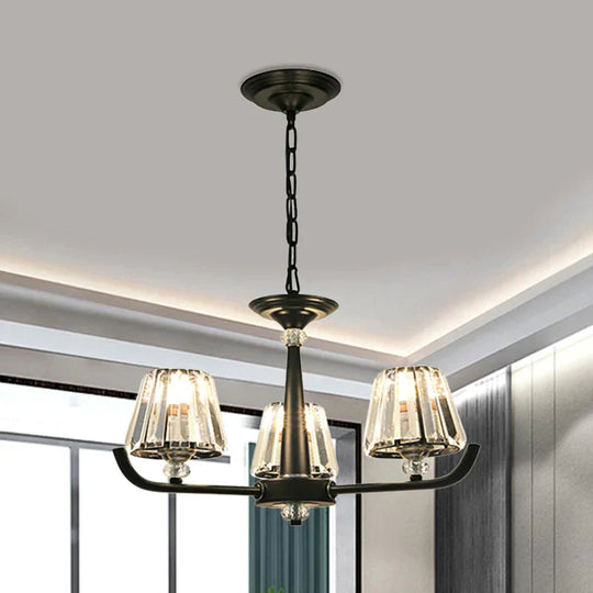 3/8 Heads Chandelier Light With Tapered Crystal Traditional Bedroom Ceiling Fixture