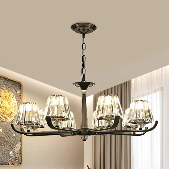 3/8 Heads Chandelier Light With Tapered Crystal Traditional Bedroom Ceiling Fixture