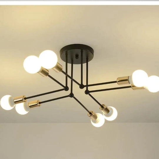 Nordic Creative Iron Ceiling Lamp 6 Head 8 Pole Bedroom Rental Room Economy Simple Living Pendant