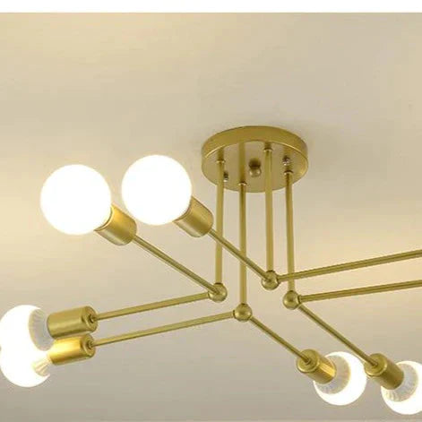 Nordic Creative Iron Ceiling Lamp 6 Head 8 Pole Bedroom Rental Room Economy Simple Living Pendant