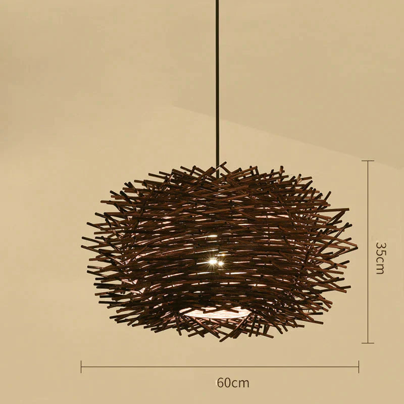 Bamboo Rattan Chandelier Restaurant Homestay Creative Bar Lamp Coffee / Dia60Cm Led Light Source
