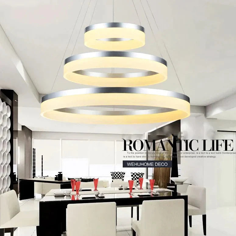 40 60 80Cm 3 Rings Modern Led Pendant Light For Living Room Bedroom Luminaire Acrylic Hanging Lamp