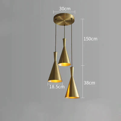 Bedroom Bedside Copper Personality Simple Cafe Bar Single Head Three Restaurant Chandelier / 3