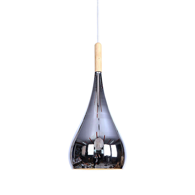 Teardrop Hanging Light Fixture Contemporary Chrome/Rose Gold Metal Pendant Ceiling For Kitchen