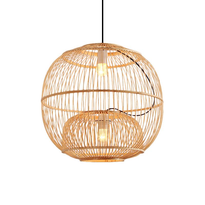 Kaffaljidhma - Bamboo Shade Pendant Lighting Contemporary Style Beige Hanging Lamp