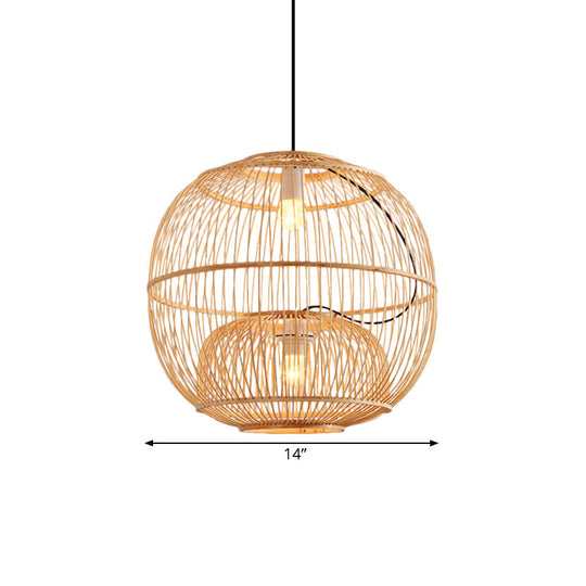 Kaffaljidhma - Bamboo Shade Pendant Lighting Contemporary Style Beige Hanging Lamp
