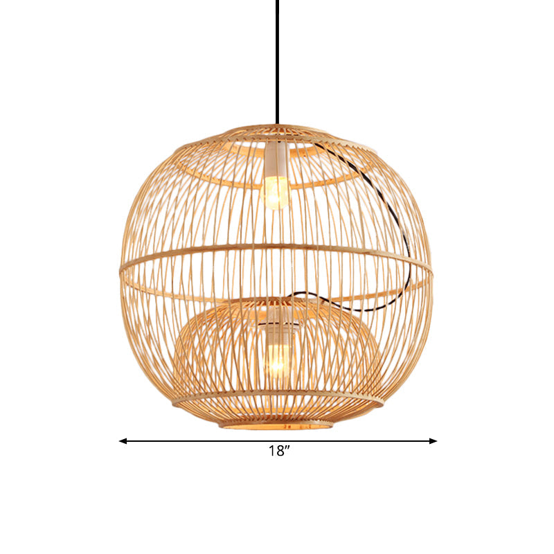 Kaffaljidhma - Bamboo Shade Pendant Lighting Contemporary Style Beige Hanging Lamp