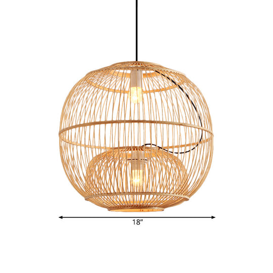 Kaffaljidhma - Bamboo Shade Pendant Lighting Contemporary Style Beige Hanging Lamp