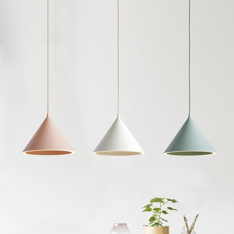 Ellie - 10/12.5 Diameter 1 Light Conical Hanging Lamp Nordic Stylish Black/Blue Metal Pendant Over