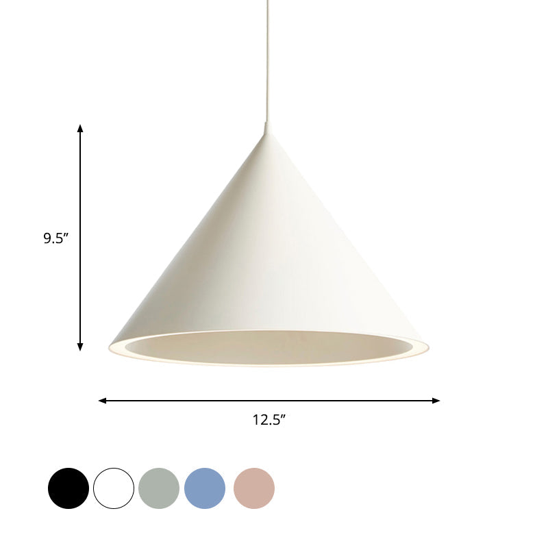 Ellie - 10/12.5 Diameter 1 Light Conical Hanging Lamp Nordic Stylish Black/Blue Metal Pendant Over