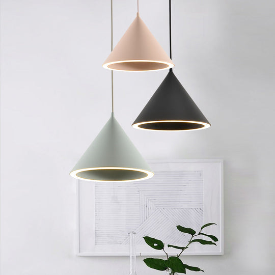 Ellie - 10/12.5 Diameter 1 Light Conical Hanging Lamp Nordic Stylish Black/Blue Metal Pendant Over