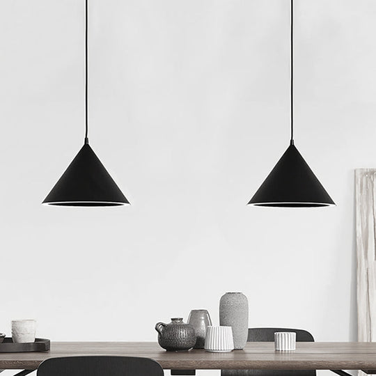 Ellie - 10/12.5 Diameter 1 Light Conical Hanging Lamp Nordic Stylish Black/Blue Metal Pendant Over