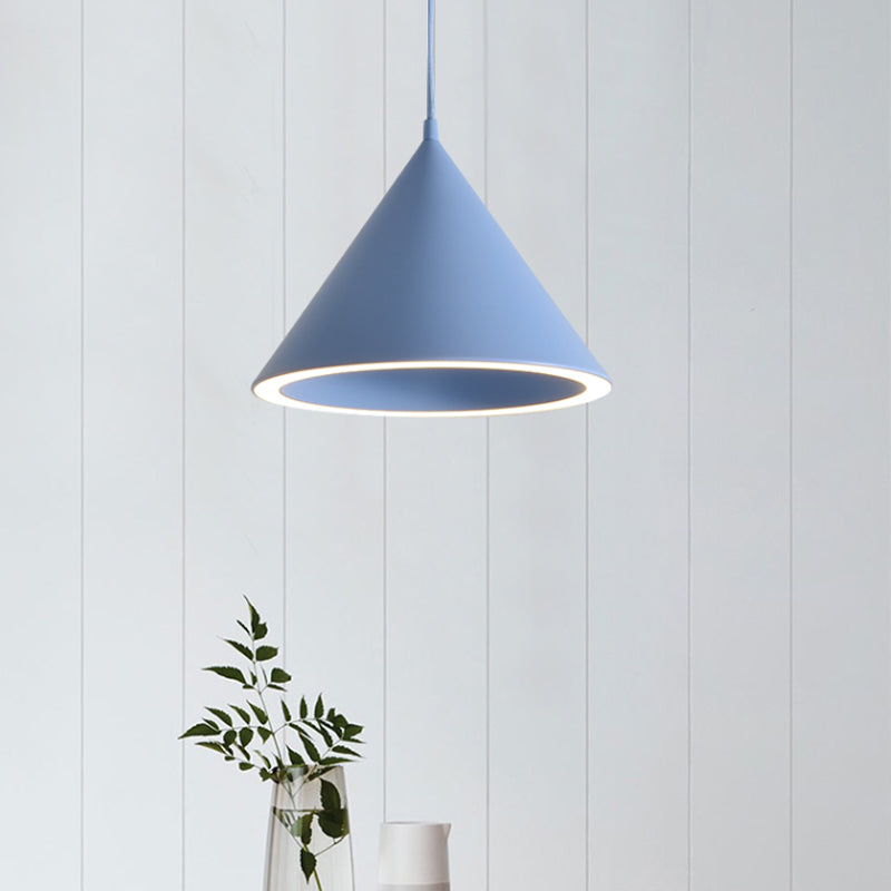 Ellie - 10/12.5 Diameter 1 Light Conical Hanging Lamp Nordic Stylish Black/Blue Metal Pendant Over