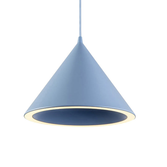 Ellie - 10/12.5 Diameter 1 Light Conical Hanging Lamp Nordic Stylish Black/Blue Metal Pendant Over