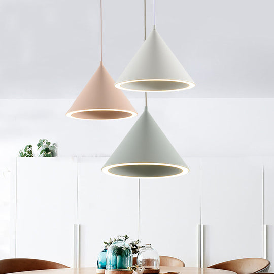 Ellie - 10/12.5 Diameter 1 Light Conical Hanging Lamp Nordic Stylish Black/Blue Metal Pendant Over