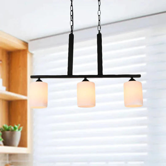 Black Cylinder Industrial Style Shade Dining Room Pendant Lighting With 3 Blub