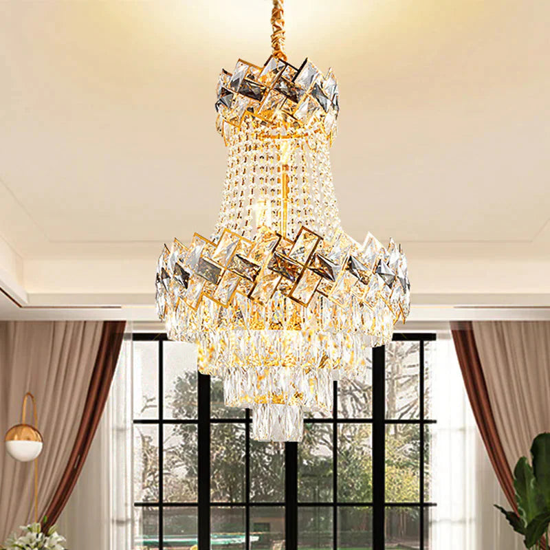 Clear Cut Crystal Blocks Ceiling Lighting Chandelier