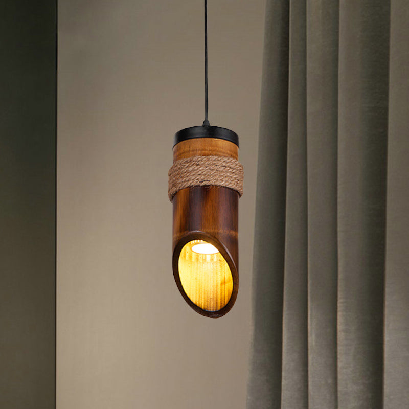 Adjustable Bamboo Hanging Pendant Lamp With 1 Light Bulb Lighting