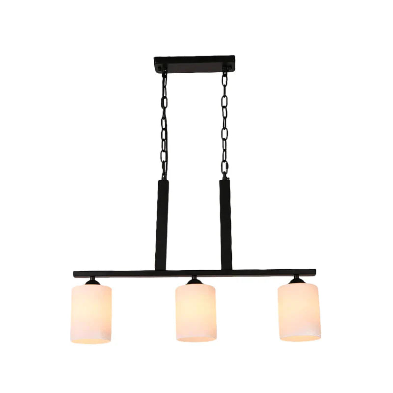 Black Cylinder Industrial Style Shade Dining Room Pendant Lighting With 3 Blub