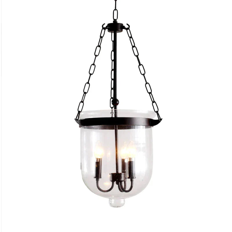 3 - Light Suspension Chandelier Pendant Light With Urn Shade Clear Glass Industrial Dining Room