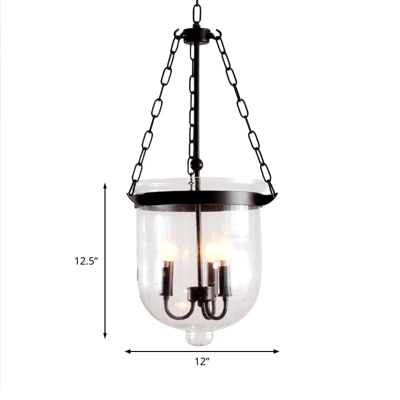 3 - Light Suspension Chandelier Pendant Light With Urn Shade Clear Glass Industrial Dining Room