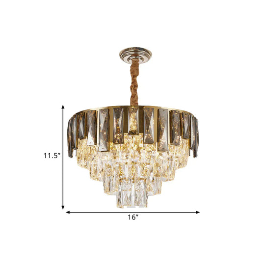 Contemporary Clear And Smoke Beveled Crystal Chandelier With 6 Lights