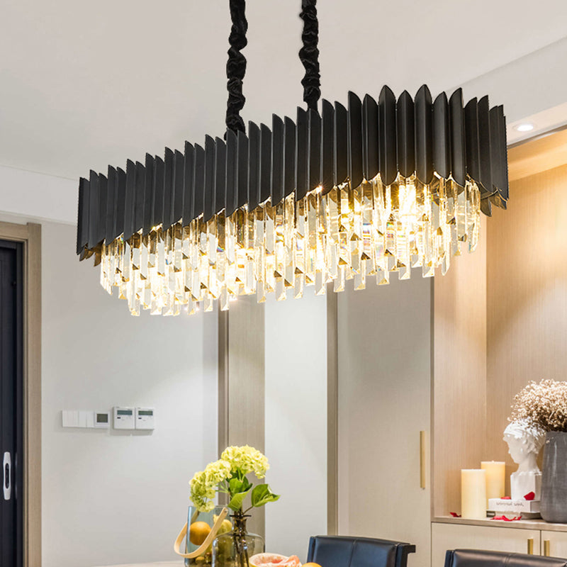 Crystal 6/8 - Ceiling Suspension Chandelier Lamp Light In Black Pendant Lighting