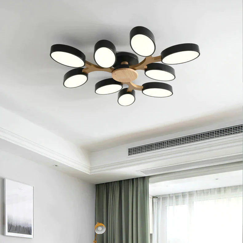 Solid Wood Living Room Ceiling Lamp Led Modern Simple Household Restaurant Lighting Hall Bedroom