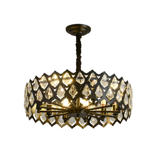 Black Cutouts Ceiling Hanging Light Modern Crystal - Encrusted 16’/21.5’ Wide 6/9 Bulbs Dining