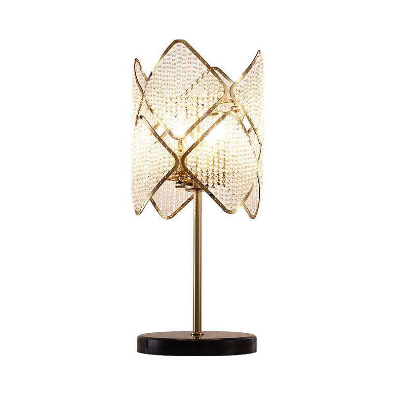 Rastaban - 1 - Clear Crystal Beads Gold/Chrome Table Light Rhombus 1 Head Contemporary Night Stand