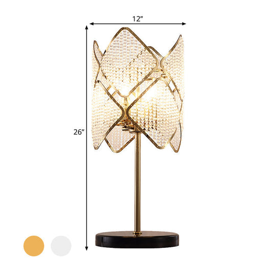 Rastaban - 1 - Clear Crystal Beads Gold/Chrome Table Light Rhombus 1 Head Contemporary Night Stand