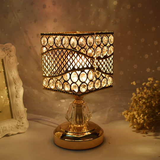 Cursa - Crystal - Encrusted Table Lamp Gold / Square Plate