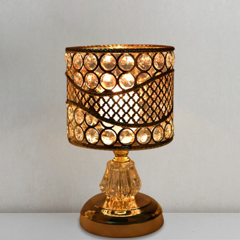 Cursa - Crystal - Encrusted Table Lamp Gold / Cylinder