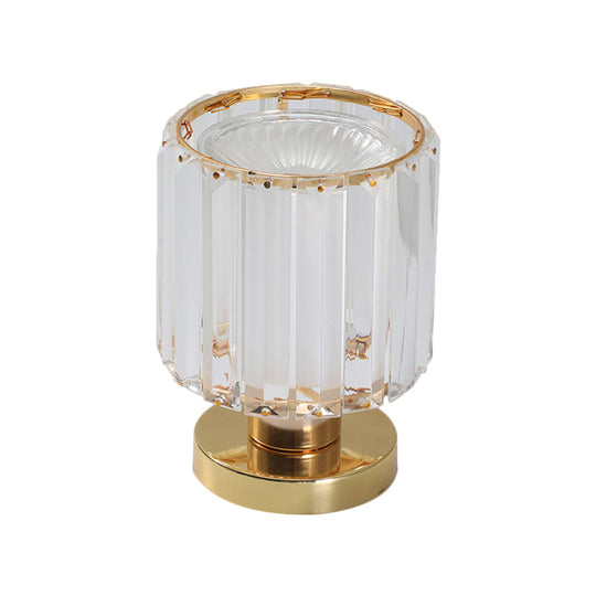 Mary - Modern Gold Finish Nightstand Lamp With Crystal Prisms Shade