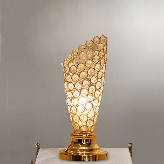 Viola - Modernism 1 Bulb Table Light With Crystal - Encrusted Shade Gold Tapered/Cylinder Reading