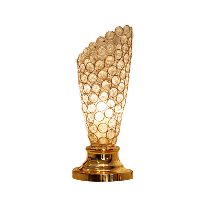 Viola - Modernism 1 Bulb Table Light With Crystal - Encrusted Shade Gold Tapered/Cylinder Reading