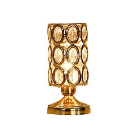 Viola - Modernism 1 Bulb Table Light With Crystal - Encrusted Shade Gold Tapered/Cylinder Reading