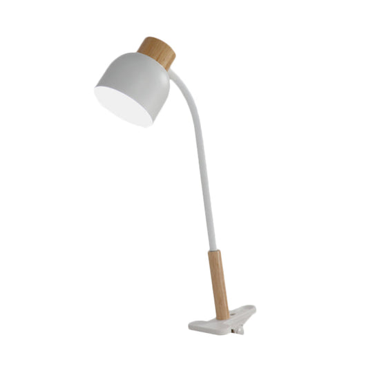 Aldhibah - Nordic Style Studio Clamp Desk Lamp: Green/White & Wood Flexible Arm