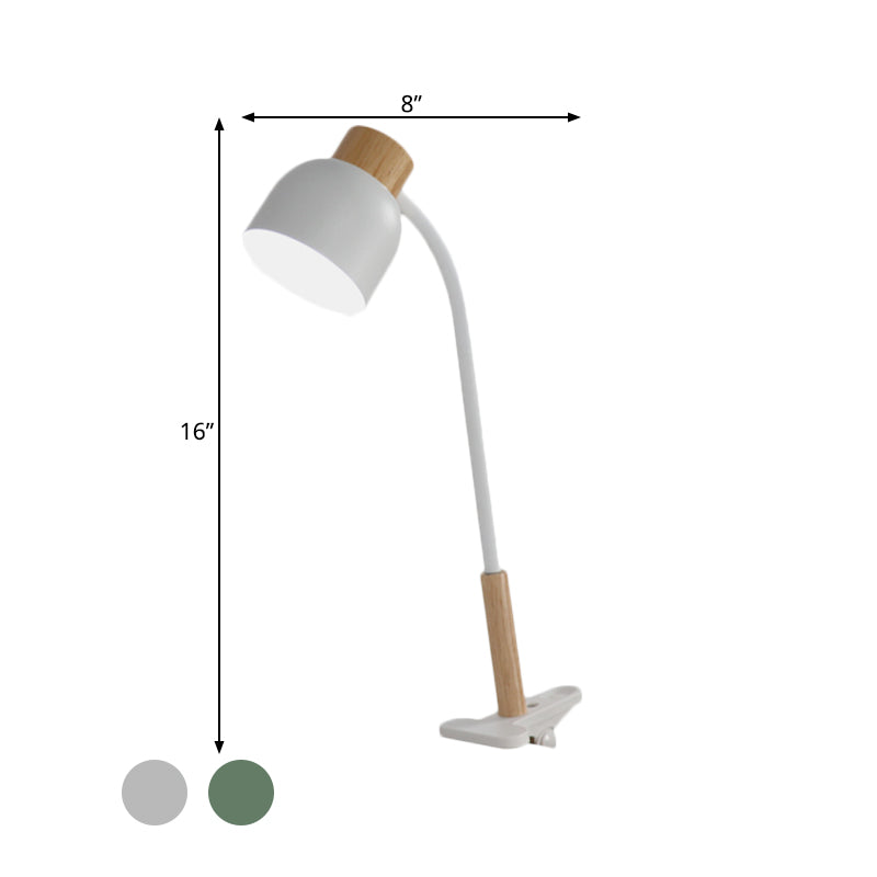 Aldhibah - Nordic Style Studio Clamp Desk Lamp: Green/White & Wood Flexible Arm