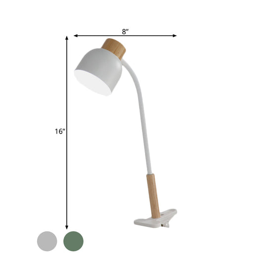 Aldhibah - Nordic Style Studio Clamp Desk Lamp: Green/White & Wood Flexible Arm