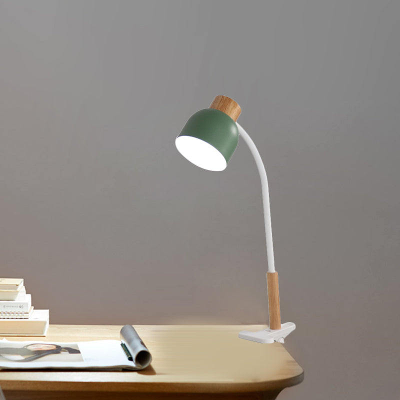 Aldhibah - Nordic Style Studio Clamp Desk Lamp: Green/White & Wood Flexible Arm