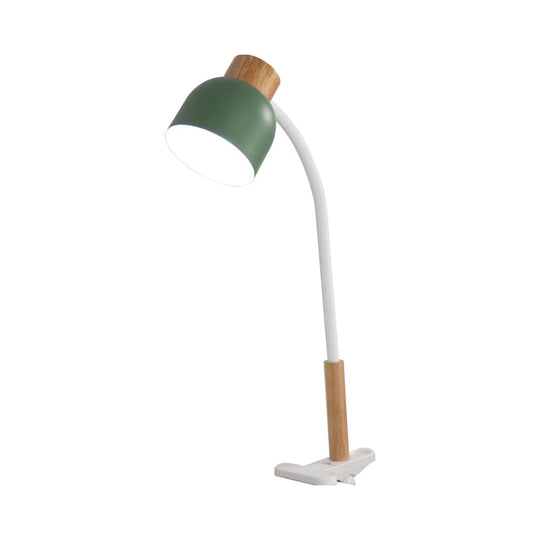 Aldhibah - Nordic Style Studio Clamp Desk Lamp: Green/White & Wood Flexible Arm