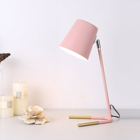 Athena - Pink/Green Tapered Nightstand Light Macaron 1 Head Iron Table Lighting With Swivelable
