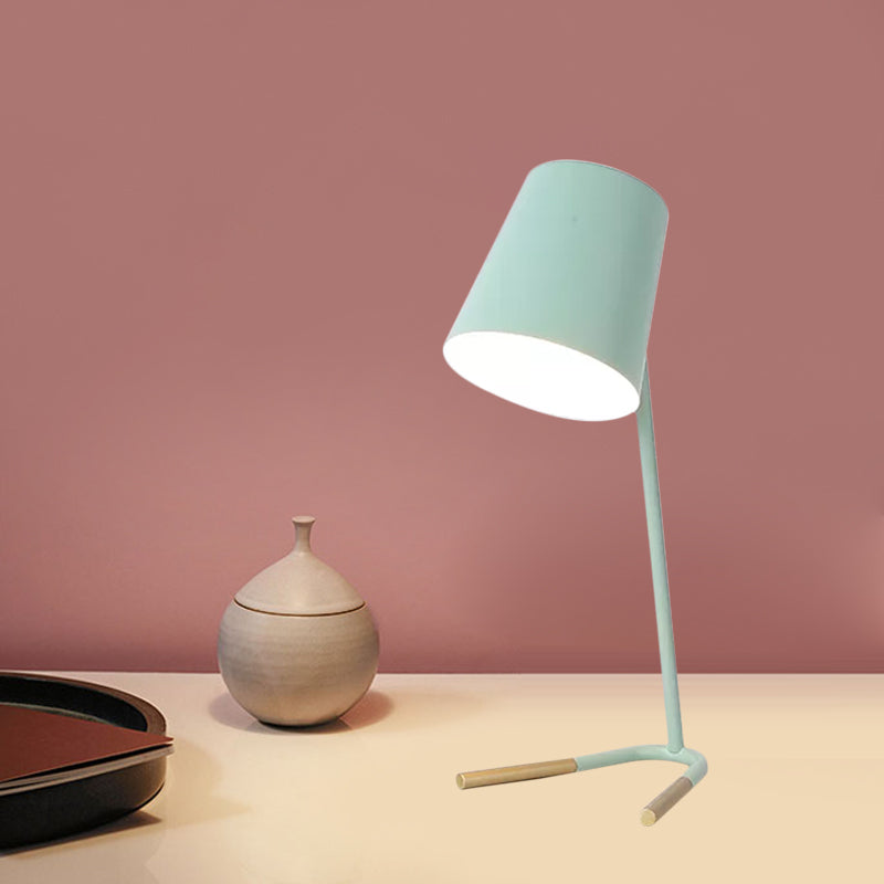 Athena - Pink/Green Tapered Nightstand Light Macaron 1 Head Iron Table Lighting With Swivelable