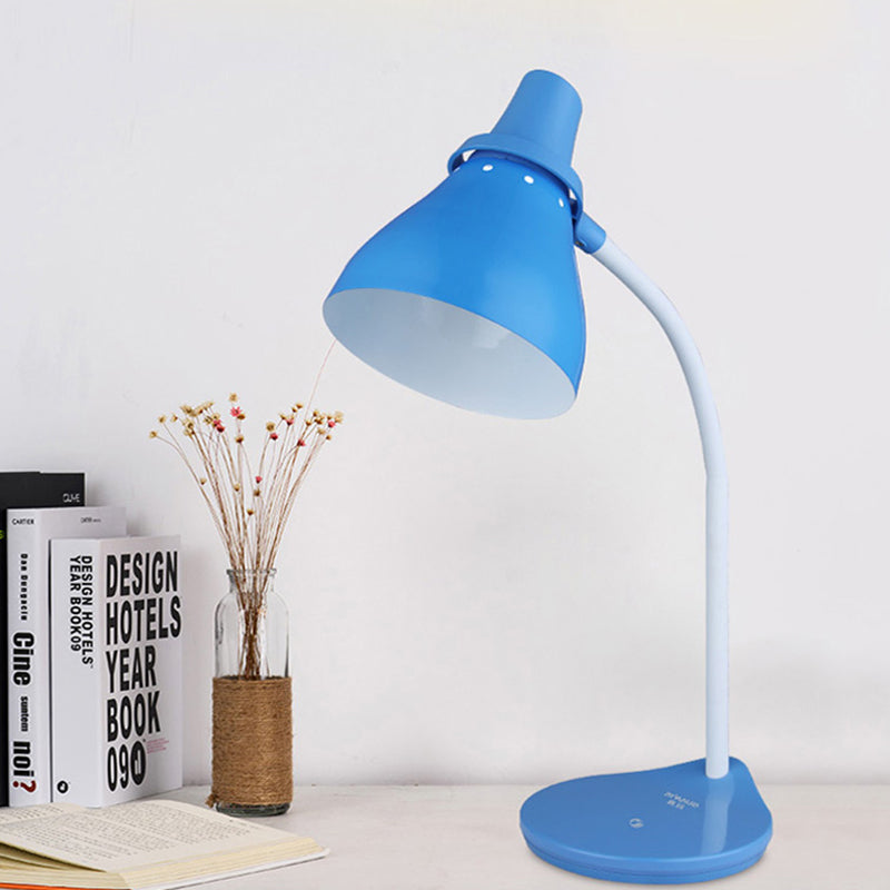 Sarah - Bendable Horn Iron Reading Light Macaron 1 Blue Desk Lamp With Touch Dimmer Switch