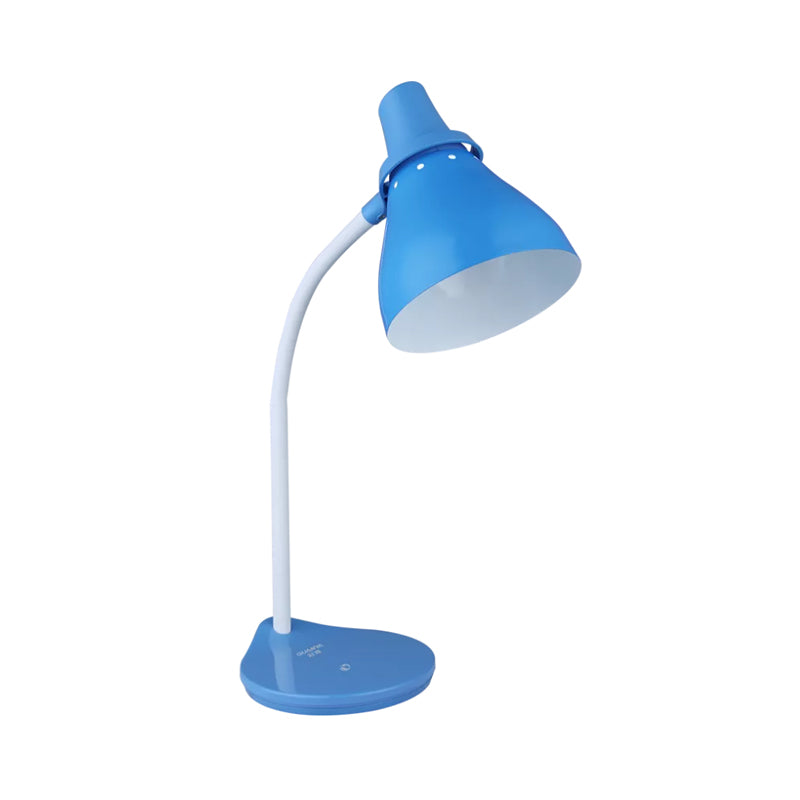 Sarah - Bendable Horn Iron Reading Light Macaron 1 Blue Desk Lamp With Touch Dimmer Switch