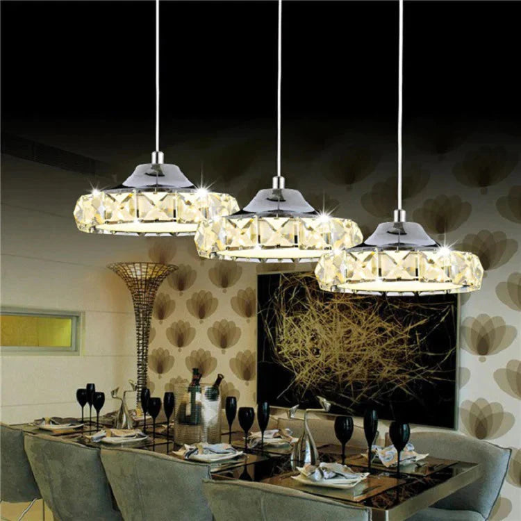 Home Dining Chandelier Single - Headed Three - Headed Round Rectangular Disc Crystal Small Pendant